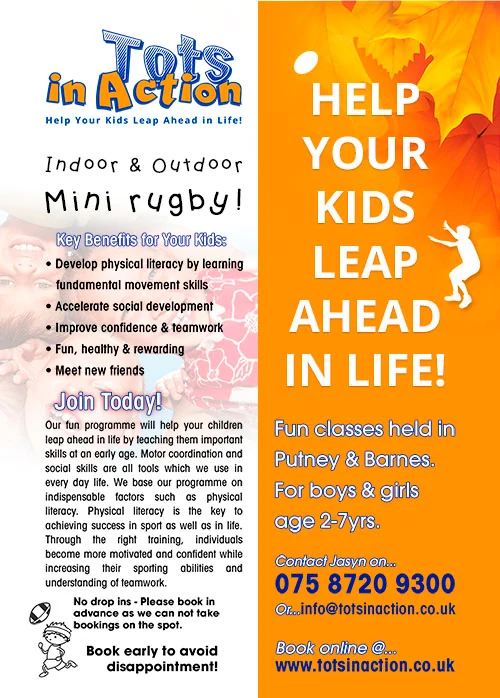 Tots in Action — promotional flyer