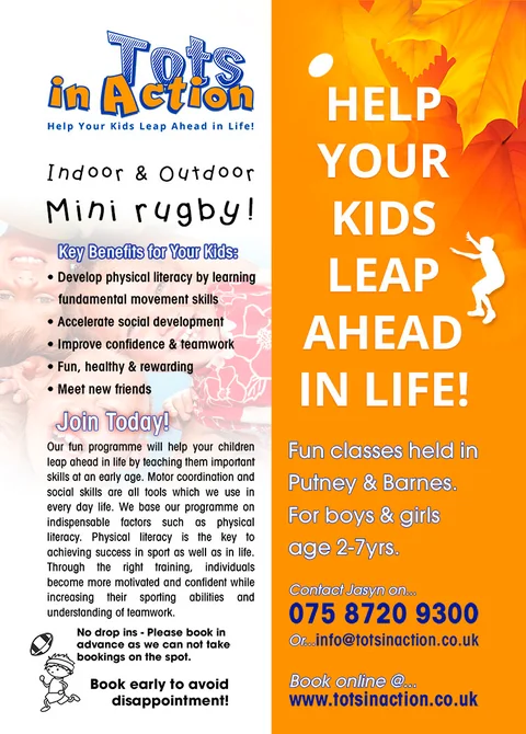 Tots in Action — promotional flyer